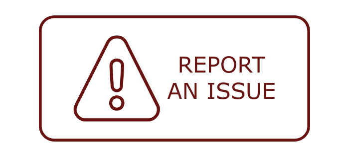 A red triangle with an exclamation point and the words report an issue
