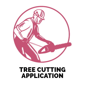 A man is cutting a tree with a chainsaw.