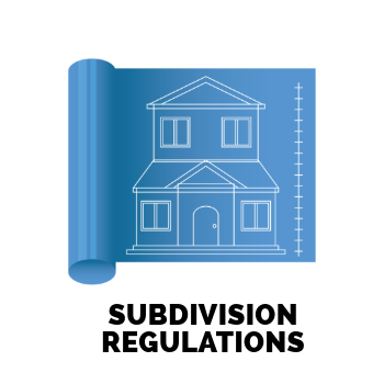 A blueprint of a house with the words subdivision regulations below it.