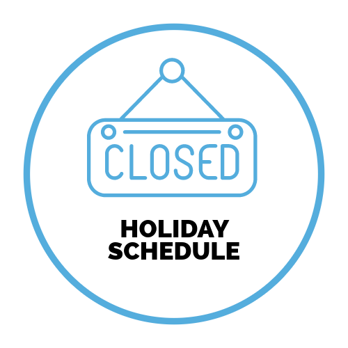 A closed sign is hanging from a rope in a blue circle.