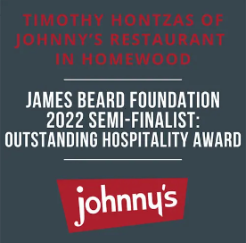 Johnny 's restaurant in homewood has won an outstanding hospitality award