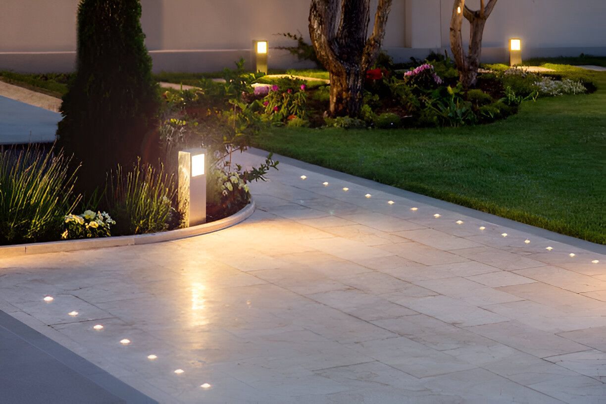 The Electric Pro - Modern outdoor lighting with energy-efficient fixtures illuminating residential landscape in Santa Rosa, CA