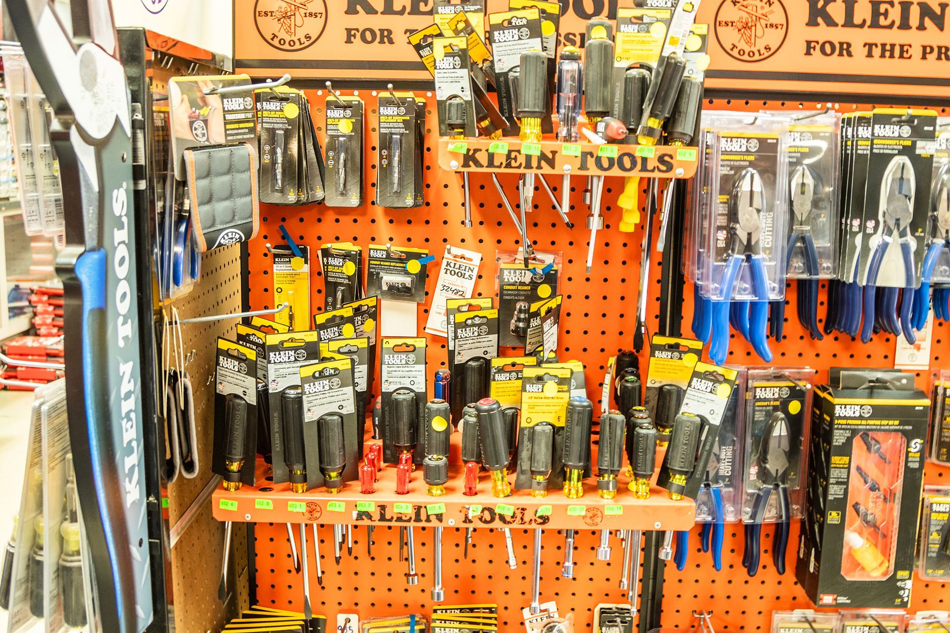 A display of klein tools in a store