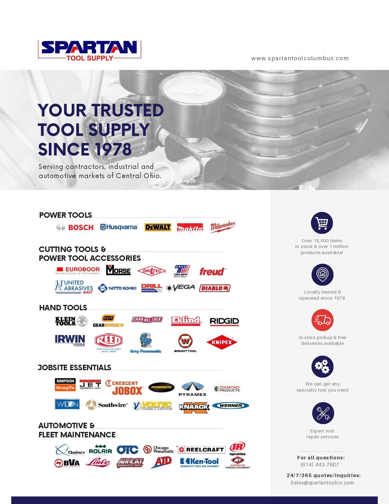 Spartan Tool Supply 2026 Line Card Services Offered Vendors Brands