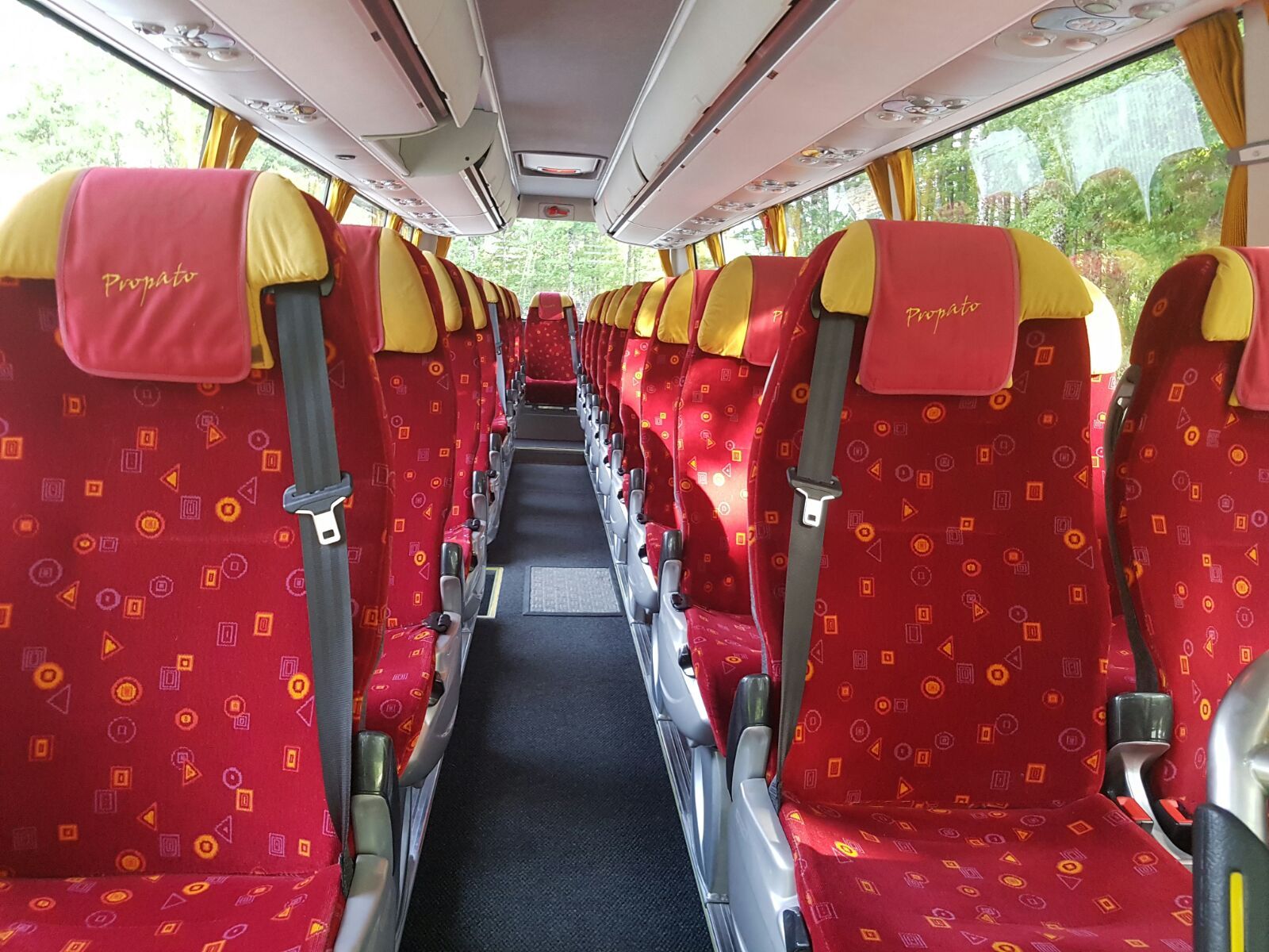 sedili rossi di un minibus