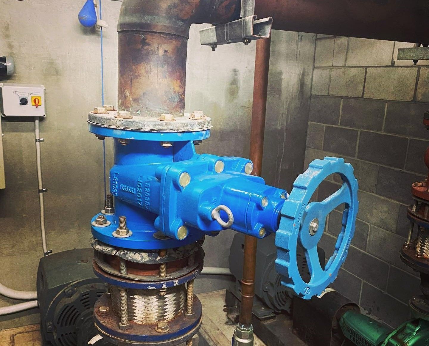 Blue Industrial Valve With a Handwheel — C’s Plumbing & Gas Gold Coast in Yatala, QLD