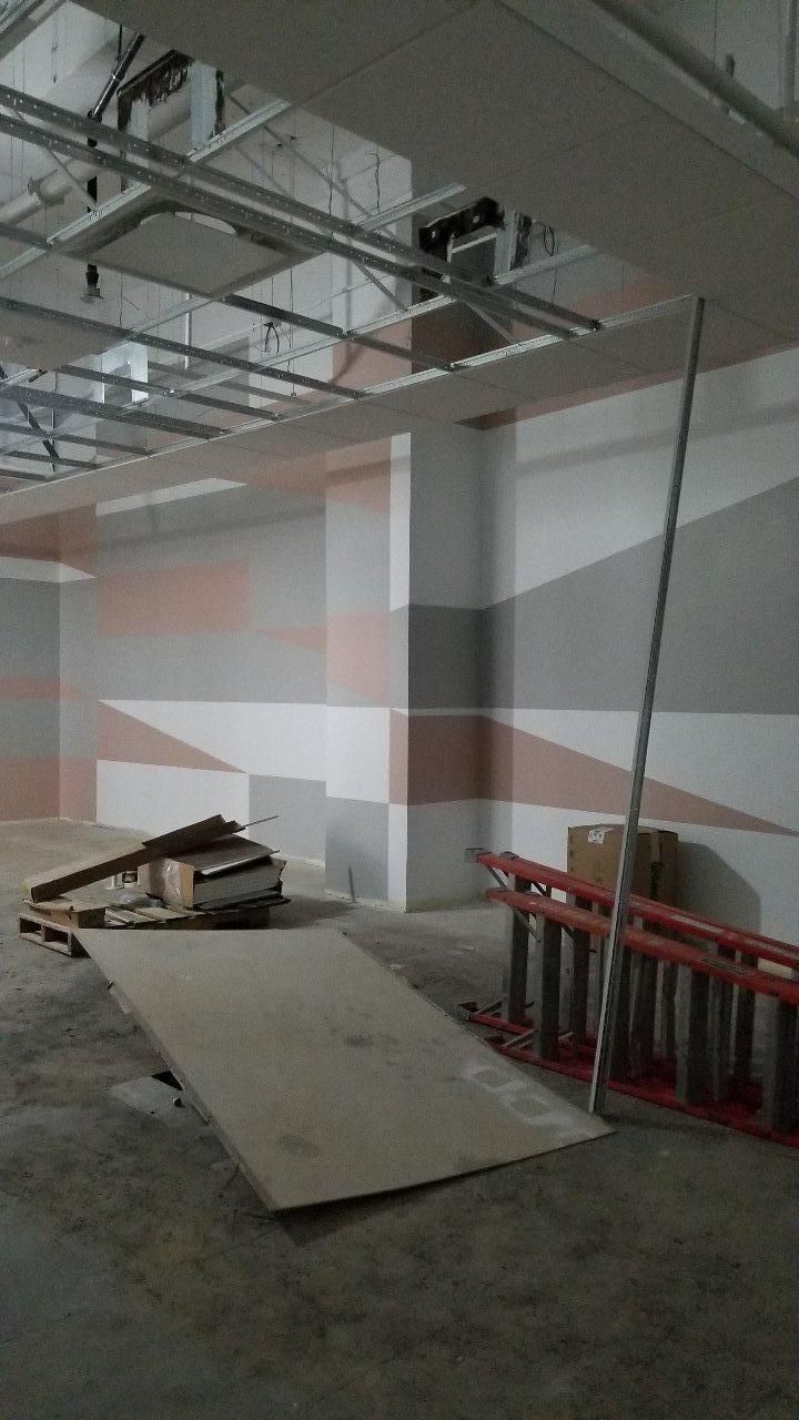 There is a ladder in the middle of the room.