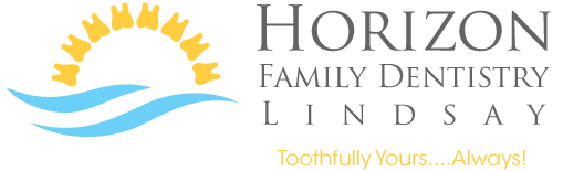 A logo for horizon family dentistry lindsay