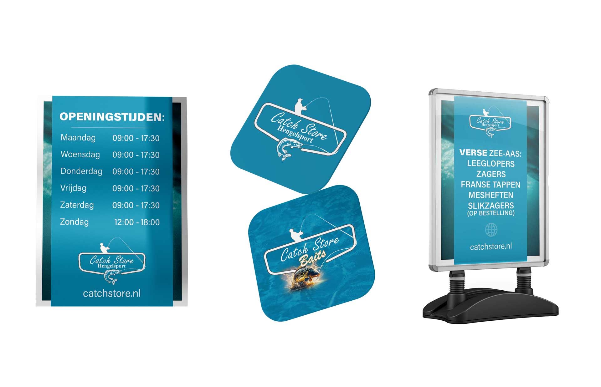Vibe Creative reclamebureau Zeeuws-Vlaanderen case Catch Store Hengelsport logo, poster en stoepbord