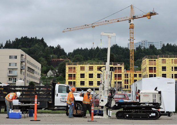 Environmental Drilling — Men Setting up Equipment in Hubbard, OR