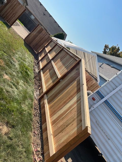 New wood privacy fence with trench prep for backyard landscaping and fencing in Salem, OR
