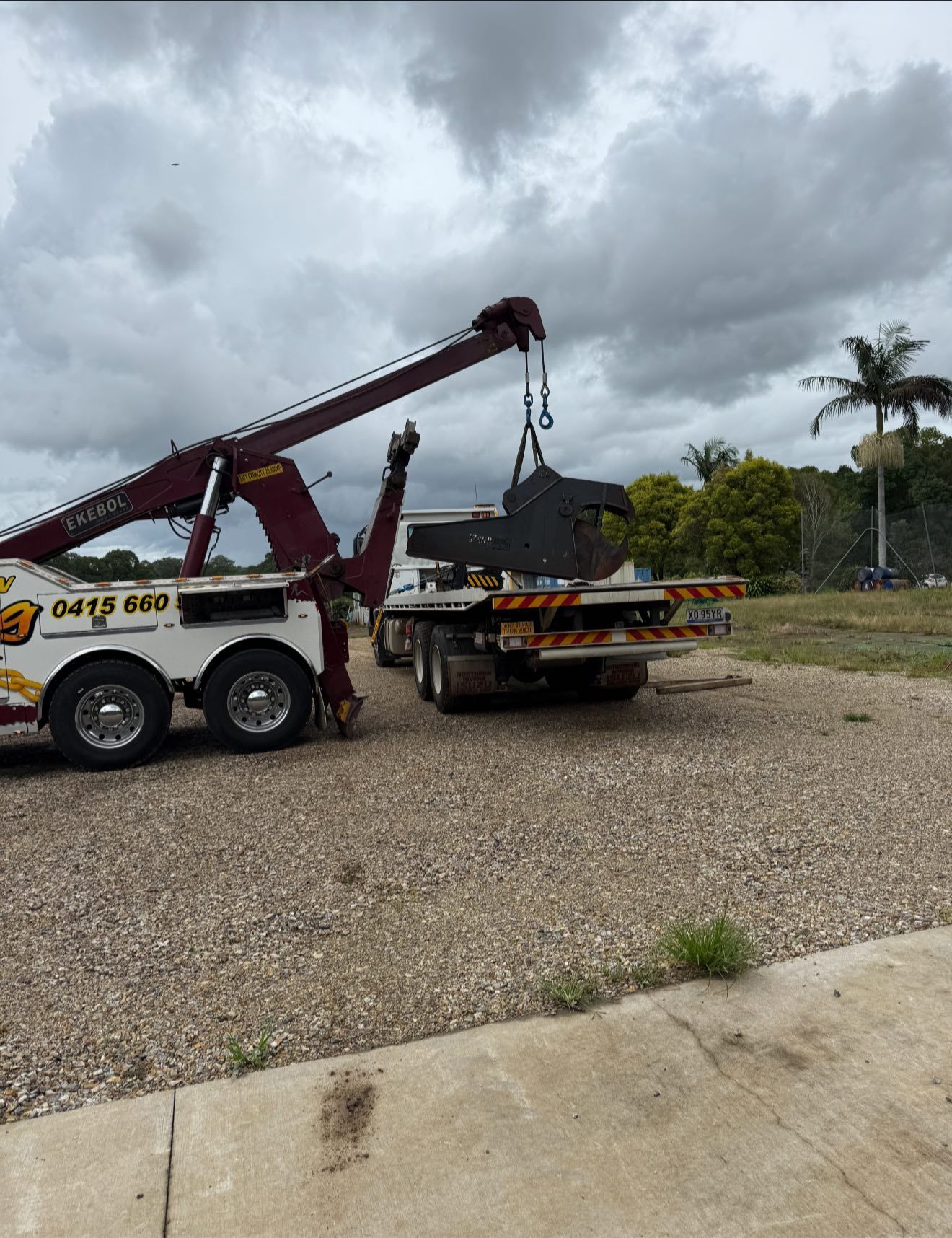 Tow Truck Using a Crane to Lift a Large — Bangalow Towing in Bangalow, NSW