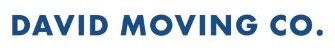 The logo for david moving co. is blue and white on a white background.