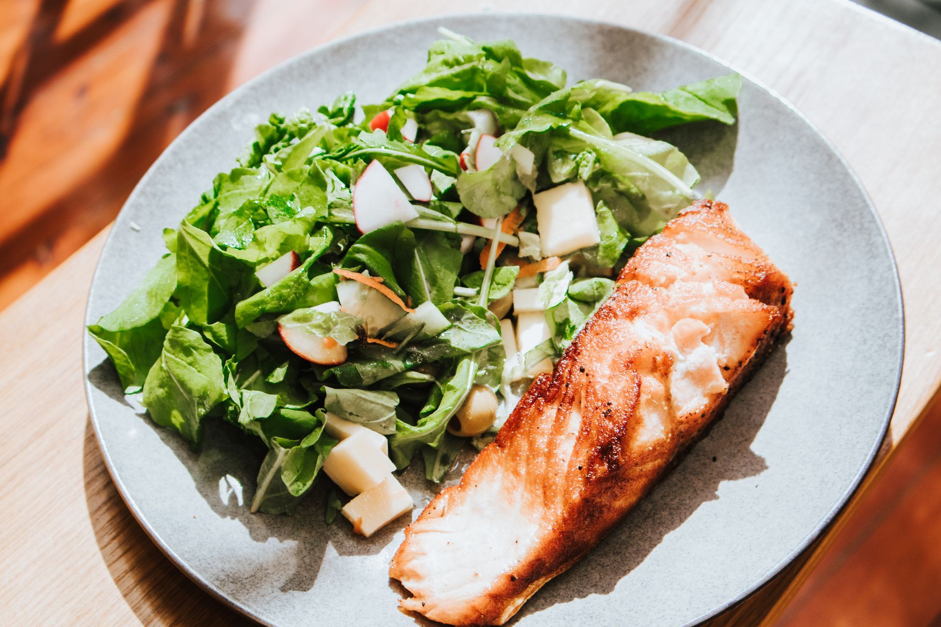 salad and salmon