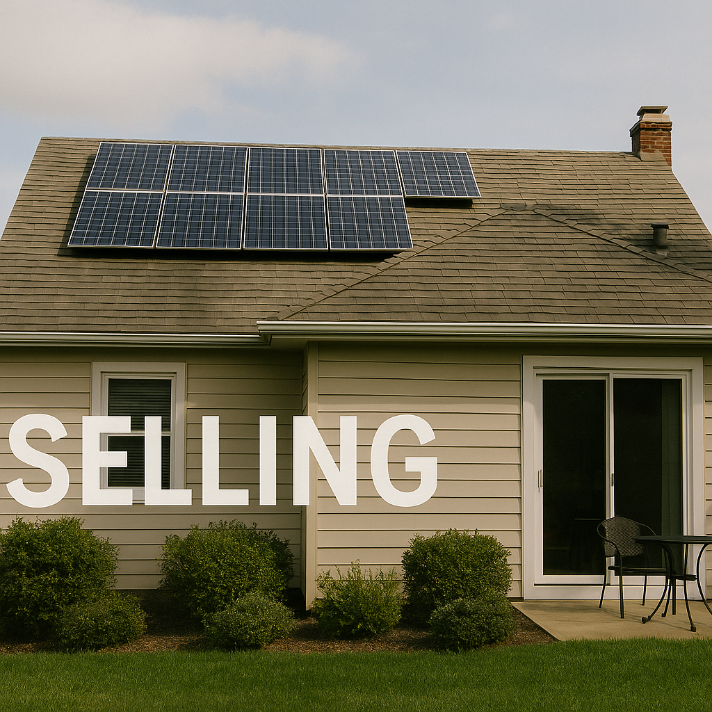 The word selling is on the side of a house