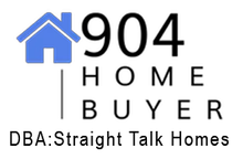 The logo for 904 home buyer has a blue house on it.