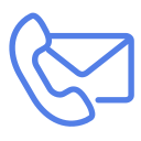 A blue icon of a phone and an envelope.