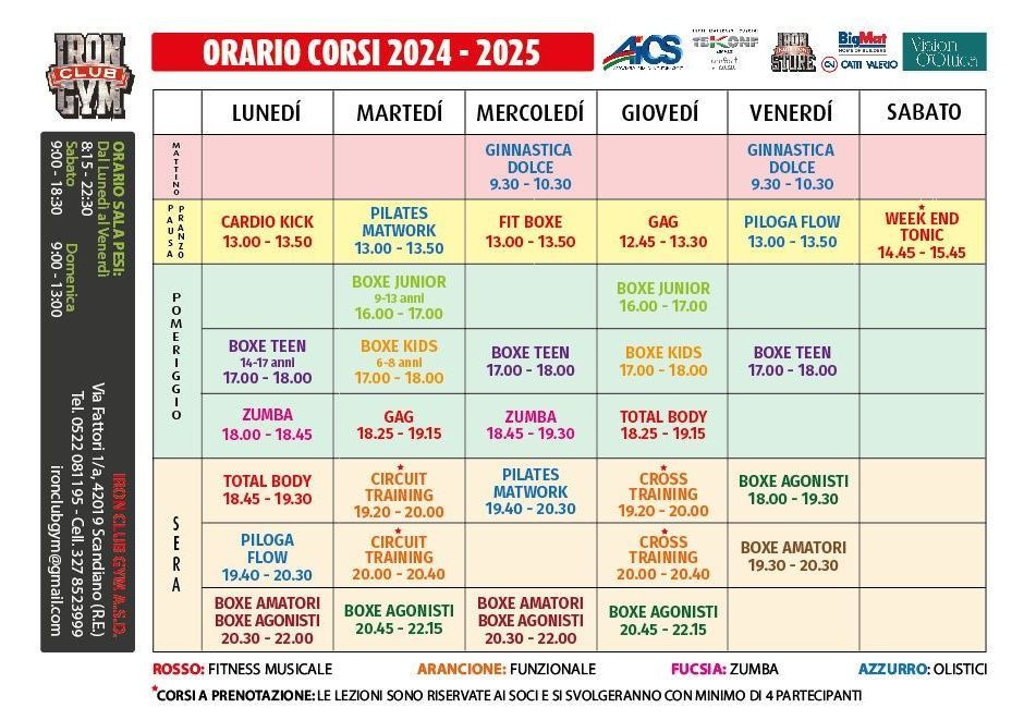 Un programma per la palestra di Iron Boxing per l'anno 2024-2025