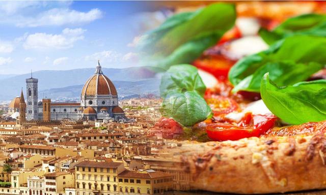 pizza con sfondo città di Firenze