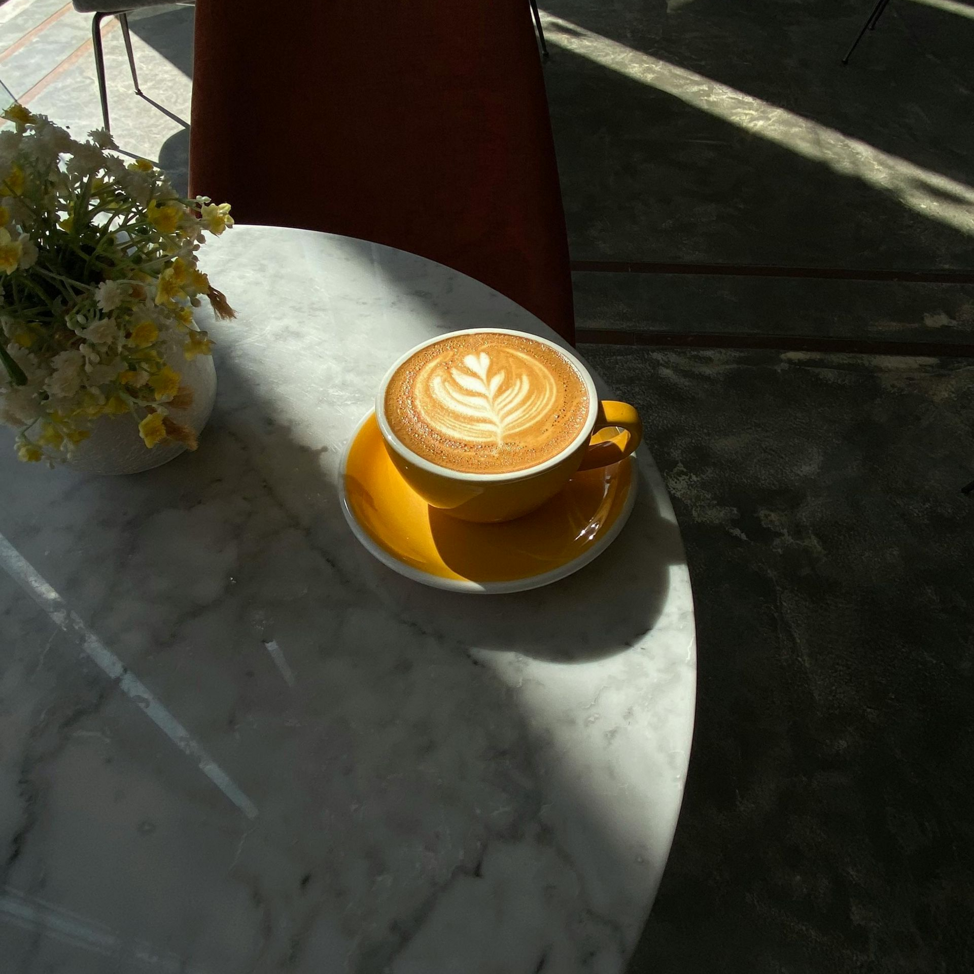 Groene vallei met bomen, huizen en met sneeuw bedekte bergen onder een stralendblauwe lucht.