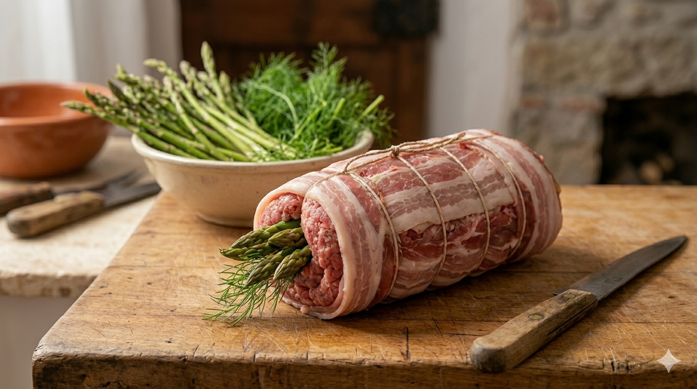 rolle con ripieno di asparagi