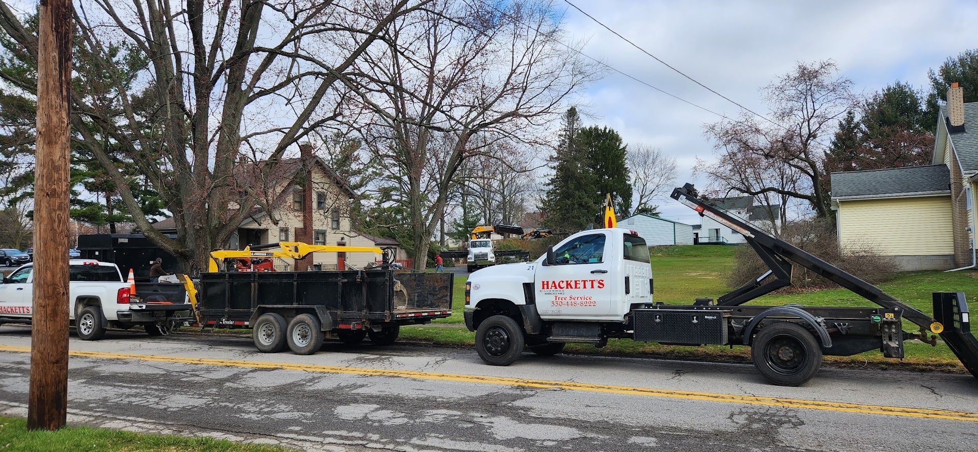 Dump Truck With a Trailer Attached — Masury, OH — Hackett's Tree Service