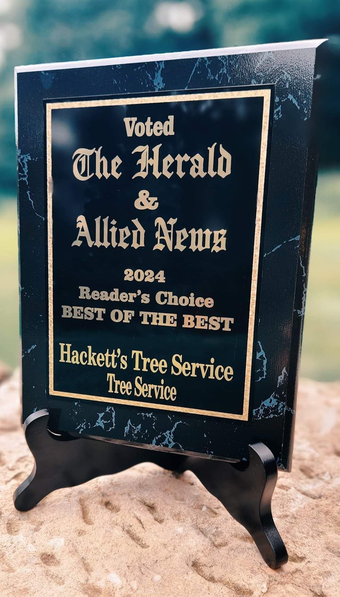 A plaque that says voted the herald and allied news