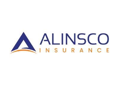 Logo for Alinsco Insurance: a blue triangle with an orange arc, text reads