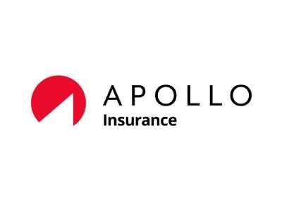 Apollo Insurance logo with red circle and a white triangle, black text.