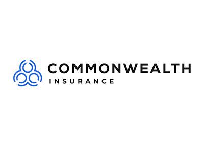 Commonwealth Insurance logo: blue geometric emblem beside black text.