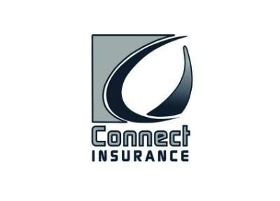 Connect Insurance logo with a stylized curved shape in front of a square, and the words