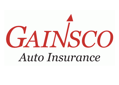 GAINSCO Auto Insurance logo in red and black with an upward arrow.