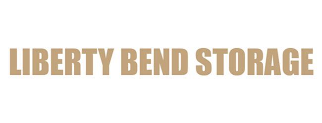 Liberty Bend Storage logo in tan letters on a white background.