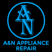 Blue logo with "A&N" inside a circle, below it reads "A&N APPLIANCE REPAIR" on a black background.