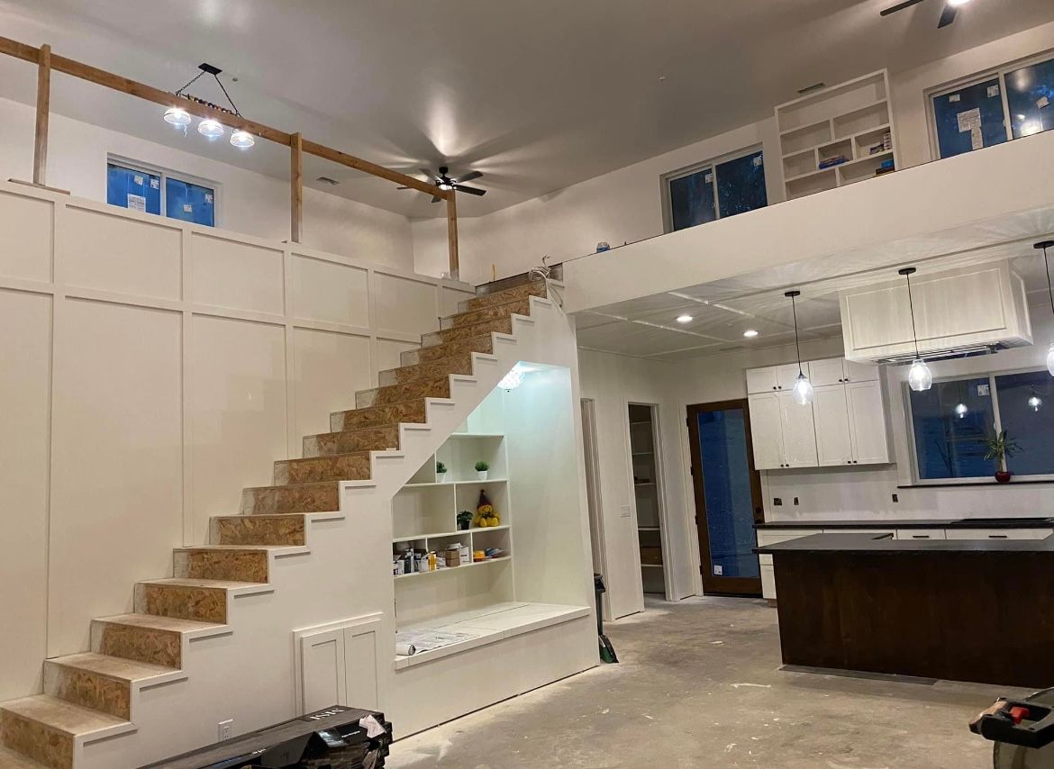 Custom stairs in new home build.