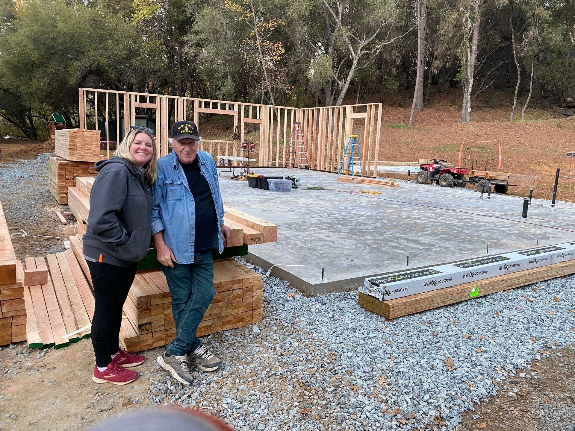 Cori and her father at the jobsite.