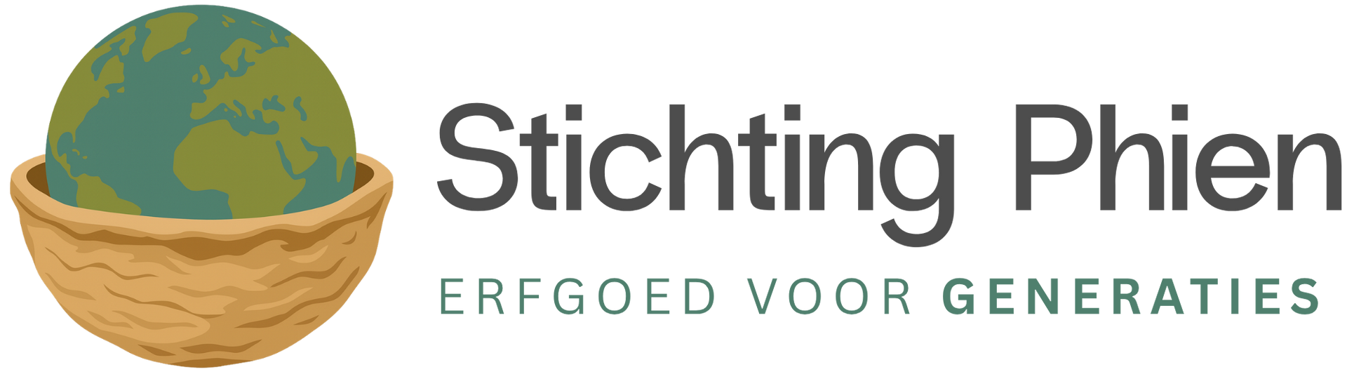 Stichting Phien logo with globe in a basket and the text “Erfgoed voor Generaties”