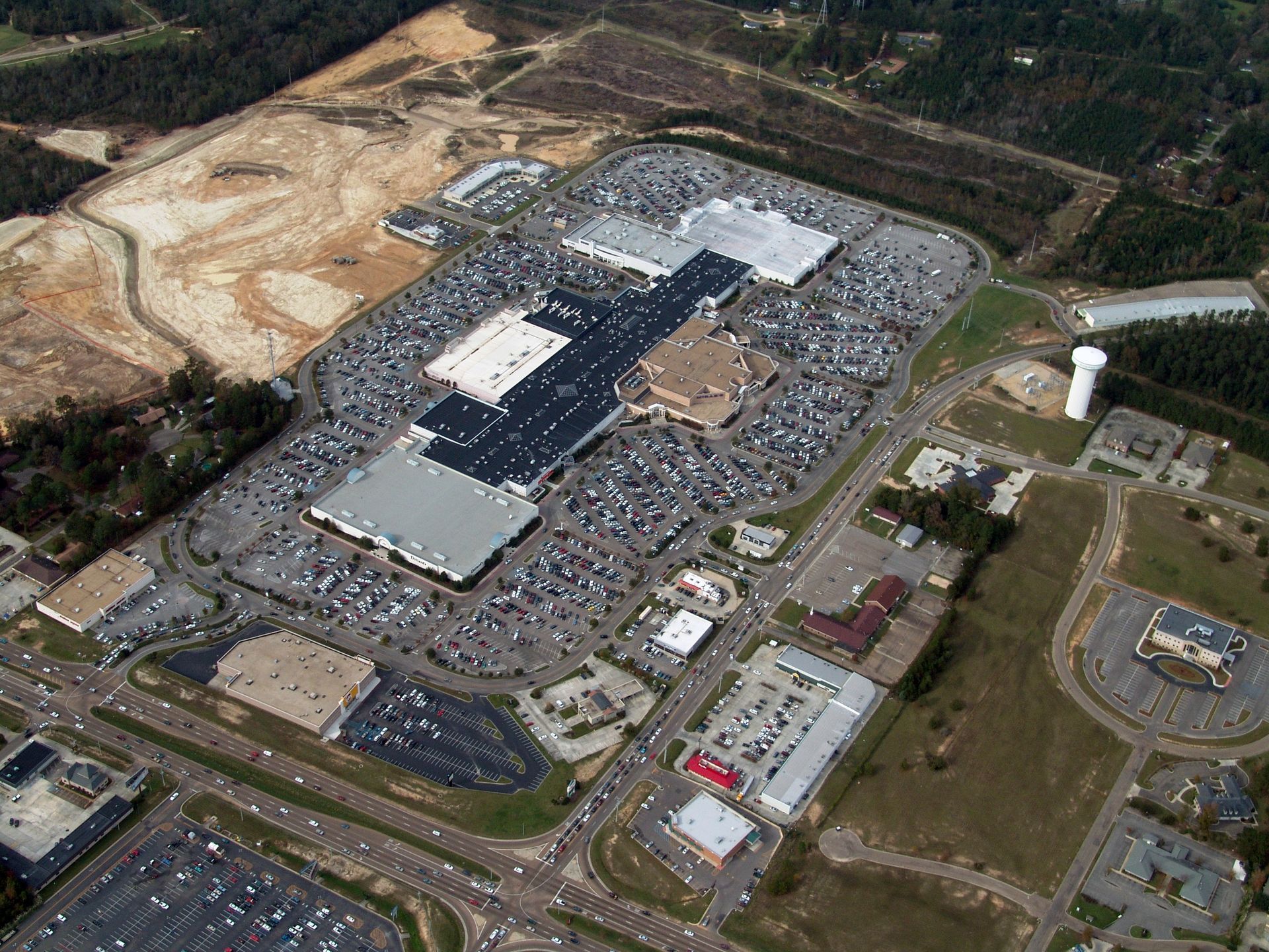 Aerial view of busy retail mall
