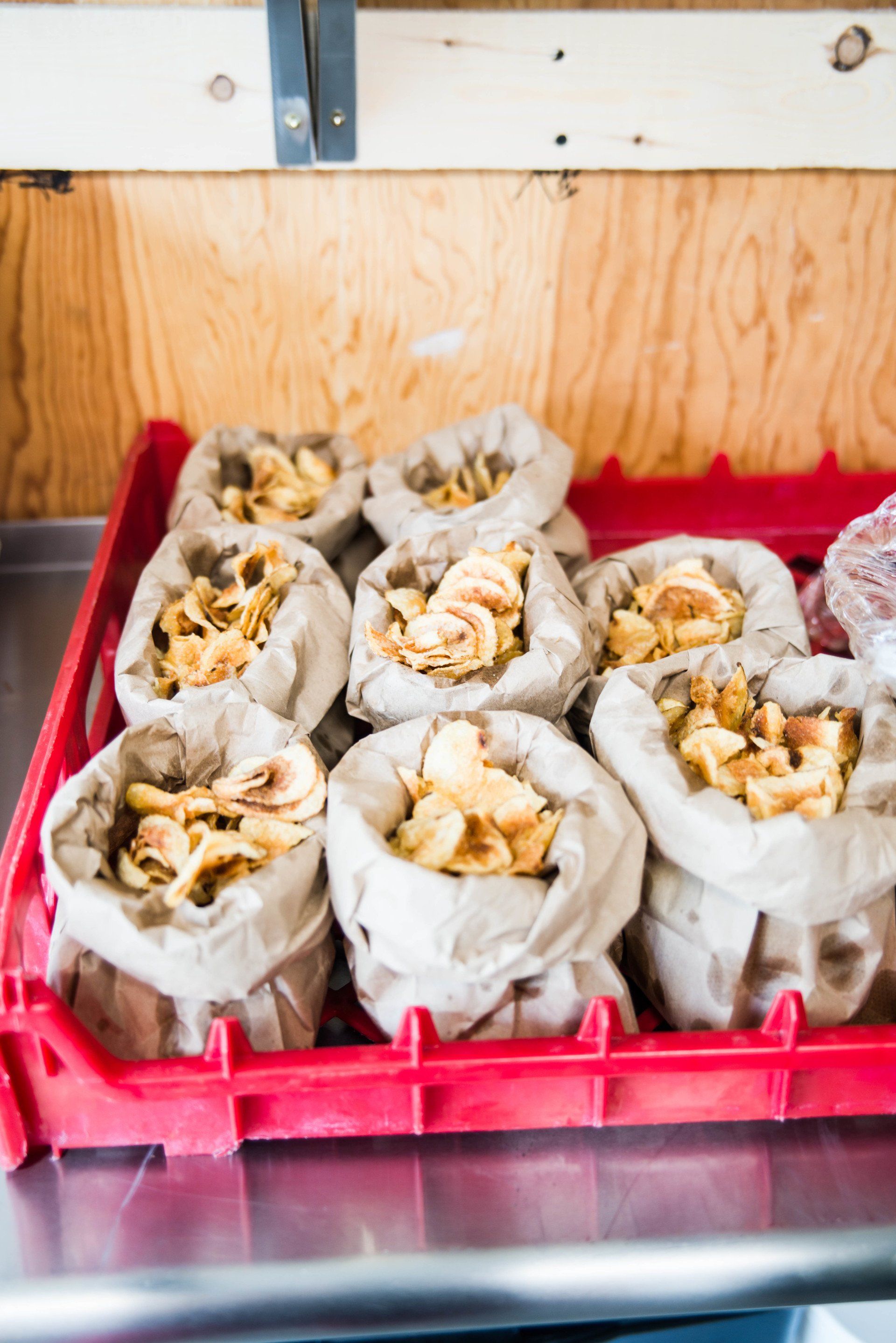 Freshly made potato chips seasoned with salt and black pepper