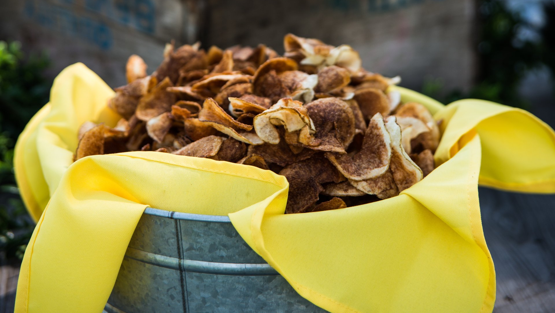 Crunch homemade potato chips topped with sea alt and cracked pepper.