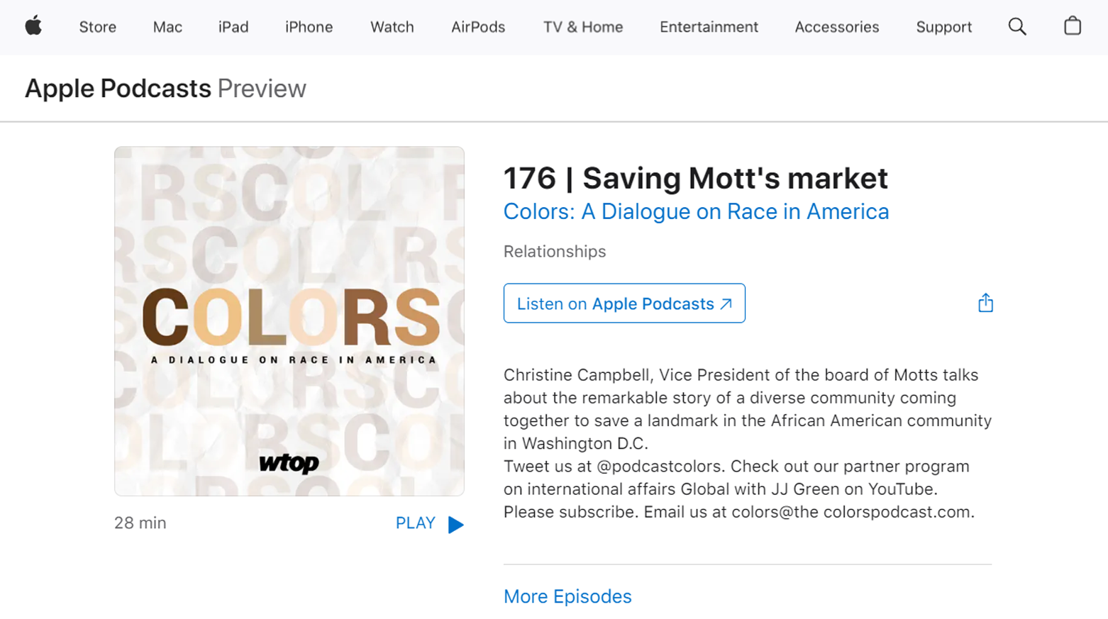 a screenshot of an apple podcast called colors .