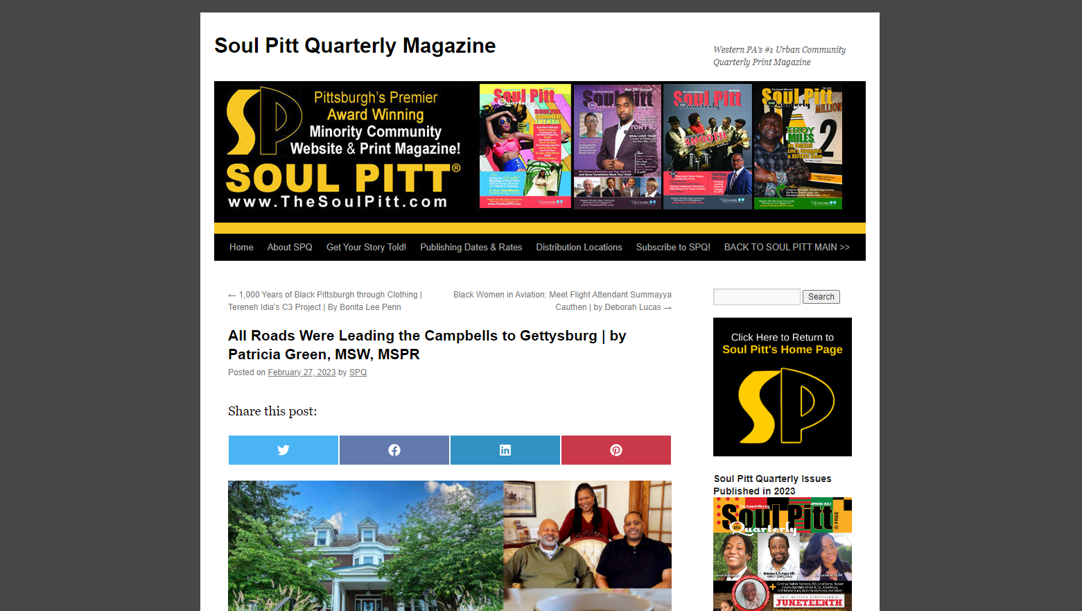 a screenshot of a website for soul pitt quarterly magazine