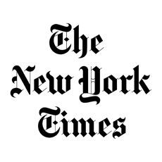 the new york times logo is black and white on a white background .