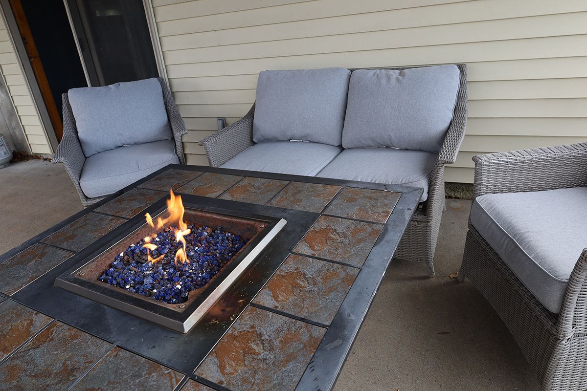 patio with seating and fire pit