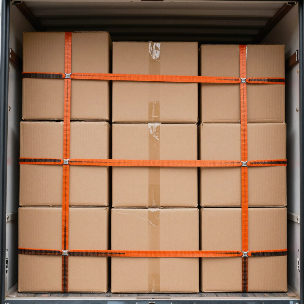 Cajas aseguradas dentro de un camión