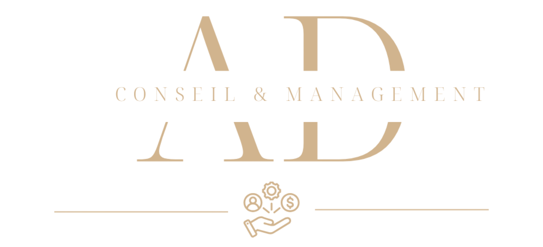 Logo avec les initiales « AD », le texte « CONSEIL & MANAGEMENT »