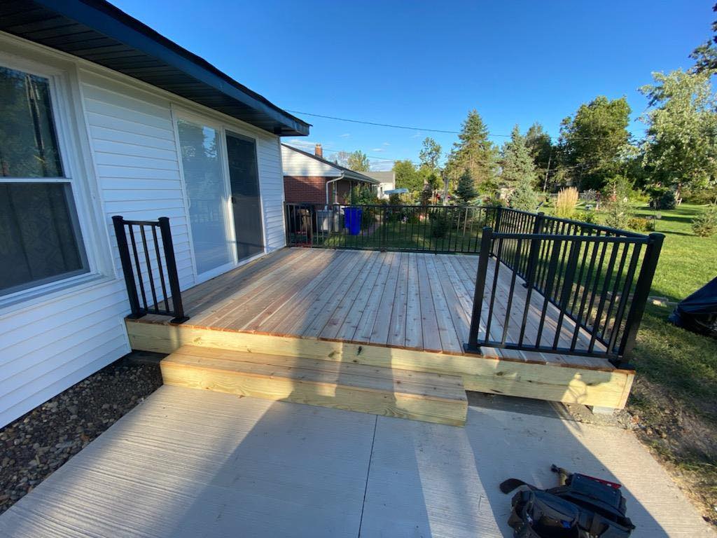 A home with new deck construction in Cedar Rapids, IA