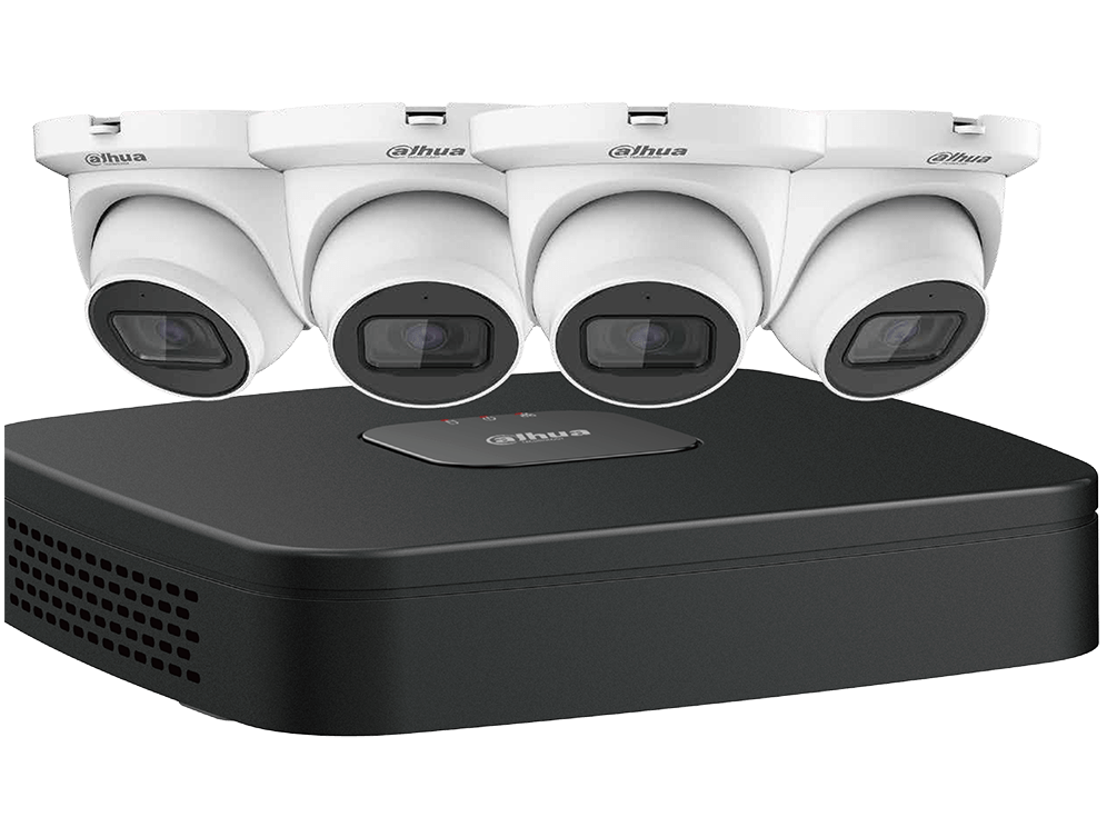 4 Security System 4 4 MP IP Eyeball Cameras with One (1) 4-channel 4K NVR