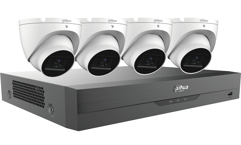 4 x 5 MP Eyeball HDCVI Cameras with One (1) 4-channel 4K DVR