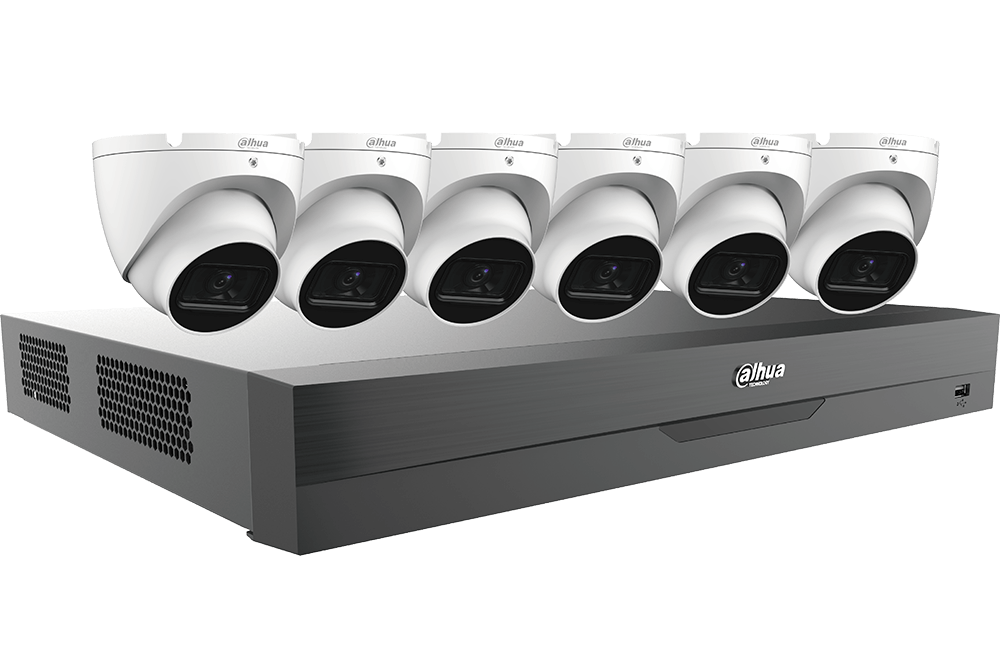 6 x 5 MP Eyeball HDCVI Cameras with One (1) 8-channel 4K DVR
